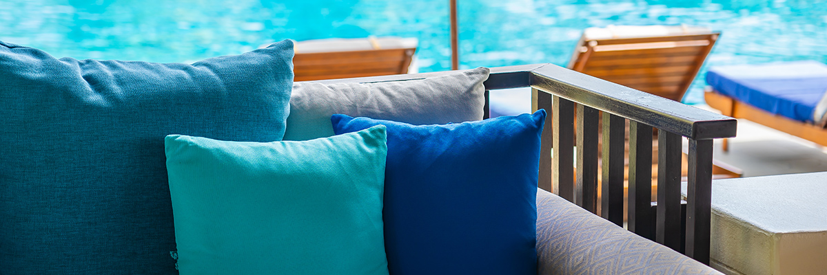 Outdoor decor pillows poolside