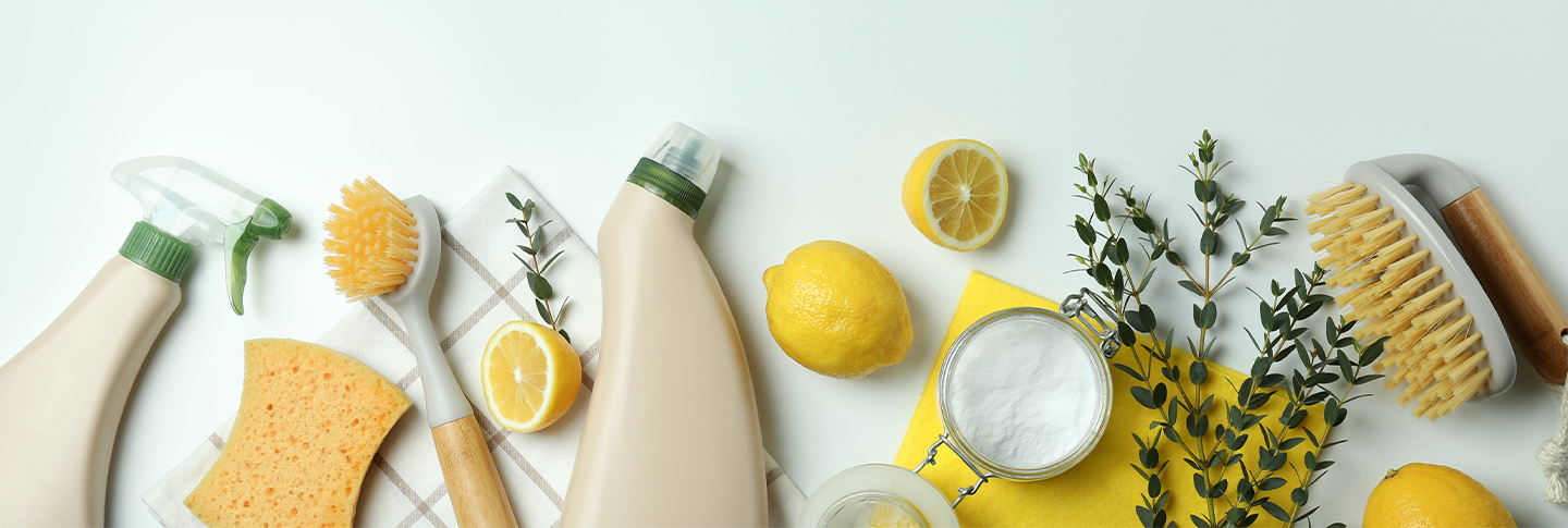 Cleaning supplies with lemons