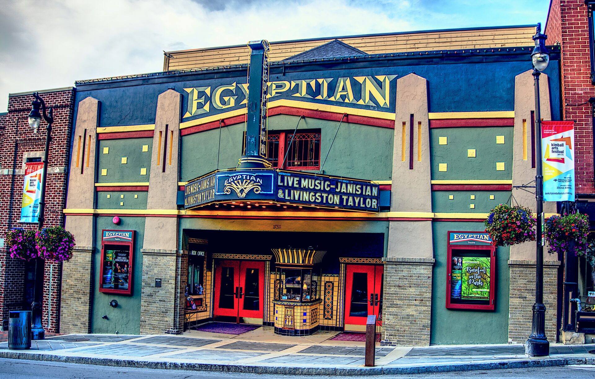 Exterior of the Egyptian Theater, a live music and film theater in Park City, Utah